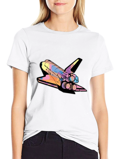 Space Shuttle Graphic Print Black Tee