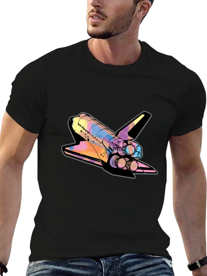 Space Shuttle Graphic Print Black Tee