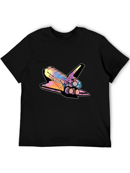 Space Shuttle Graphic Print Black Tee
