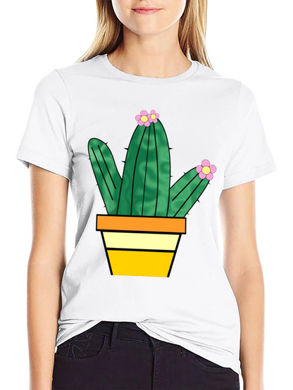 Cactus Graphic Tee - Trendy Potted Plant T-Shirt