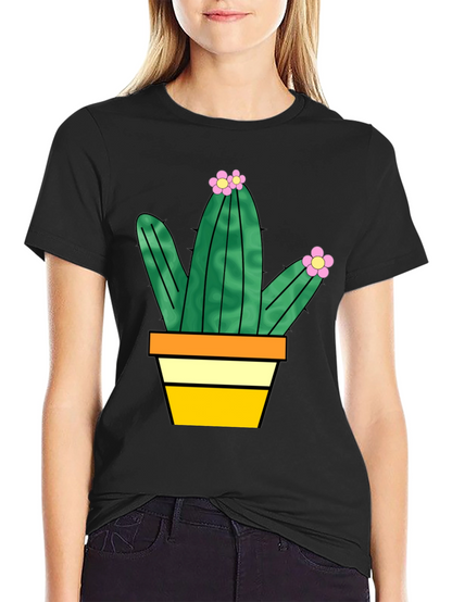 Cactus Graphic Tee - Trendy Potted Plant T-Shirt