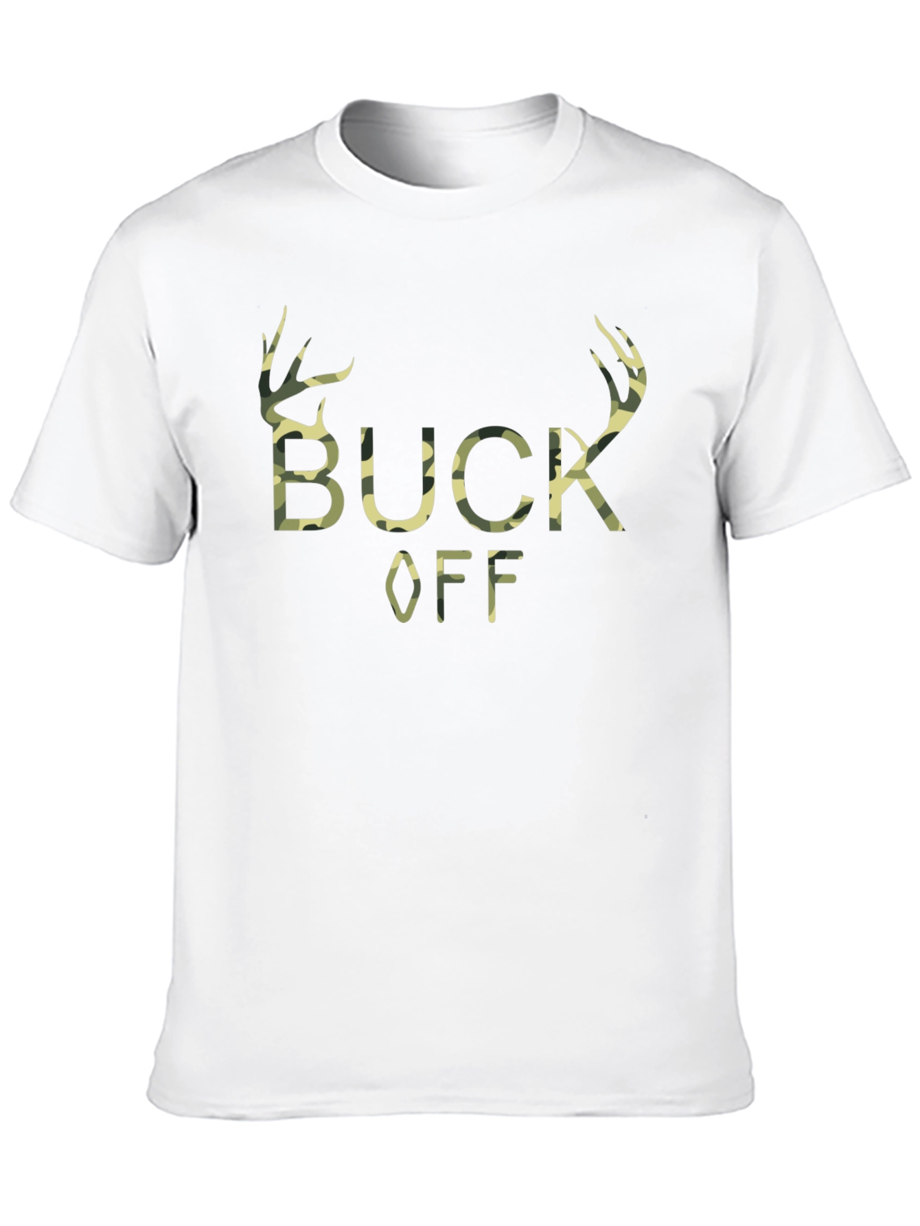 Buck Off Camo Print Graphic T-Shirt