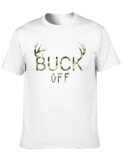 Buck Off Camo Print Graphic T-Shirt