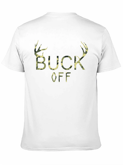 Buck Off Camo Print Graphic T-Shirt