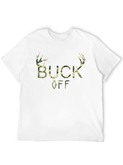 Buck Off Camo Print Graphic T-Shirt