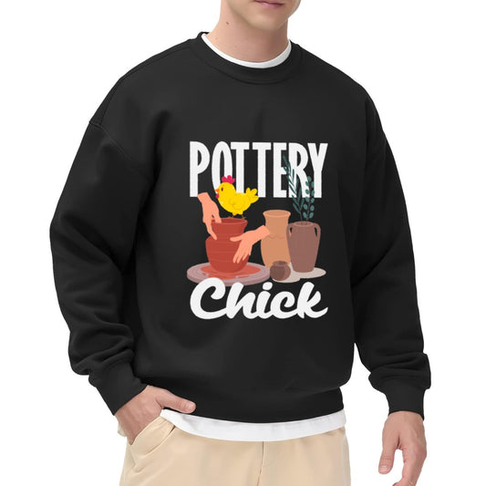 Whimsical Pottery & Chick Graphic Sweatshirt