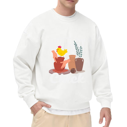 Whimsical Pottery & Chick Graphic Sweatshirt