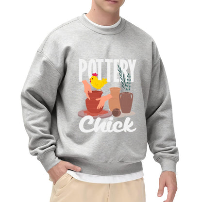 Whimsical Pottery & Chick Graphic Sweatshirt