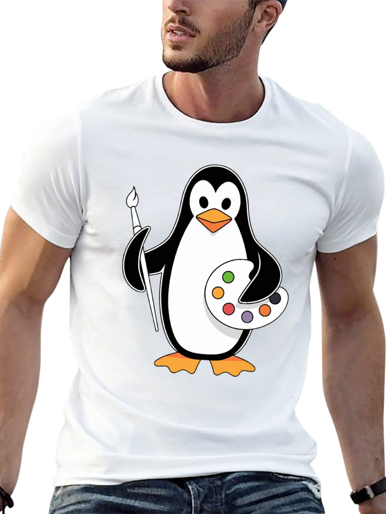 Penguin Artist T-Shirt: Creative & Fun Design