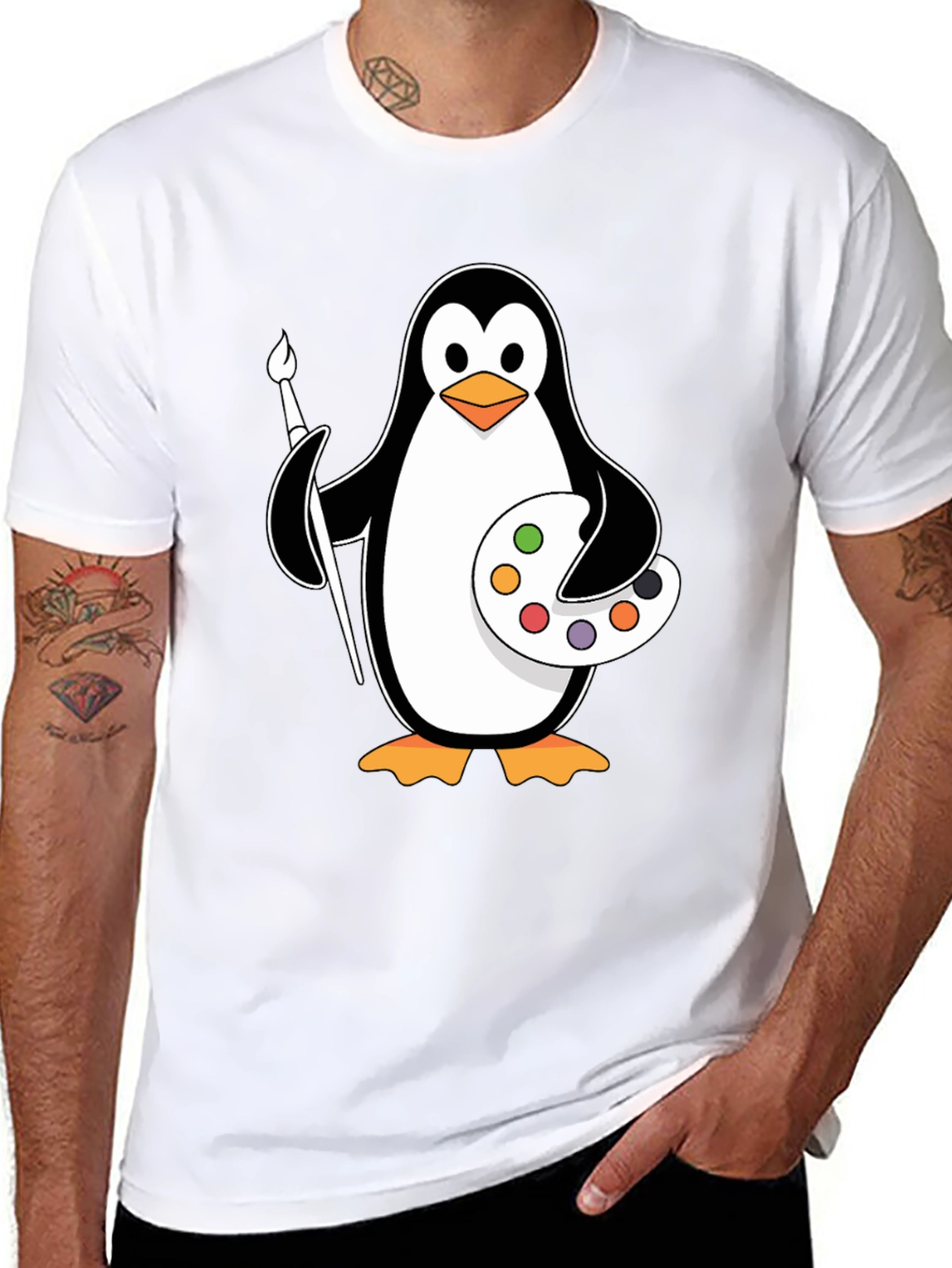 Penguin Artist T-Shirt: Creative & Fun Design