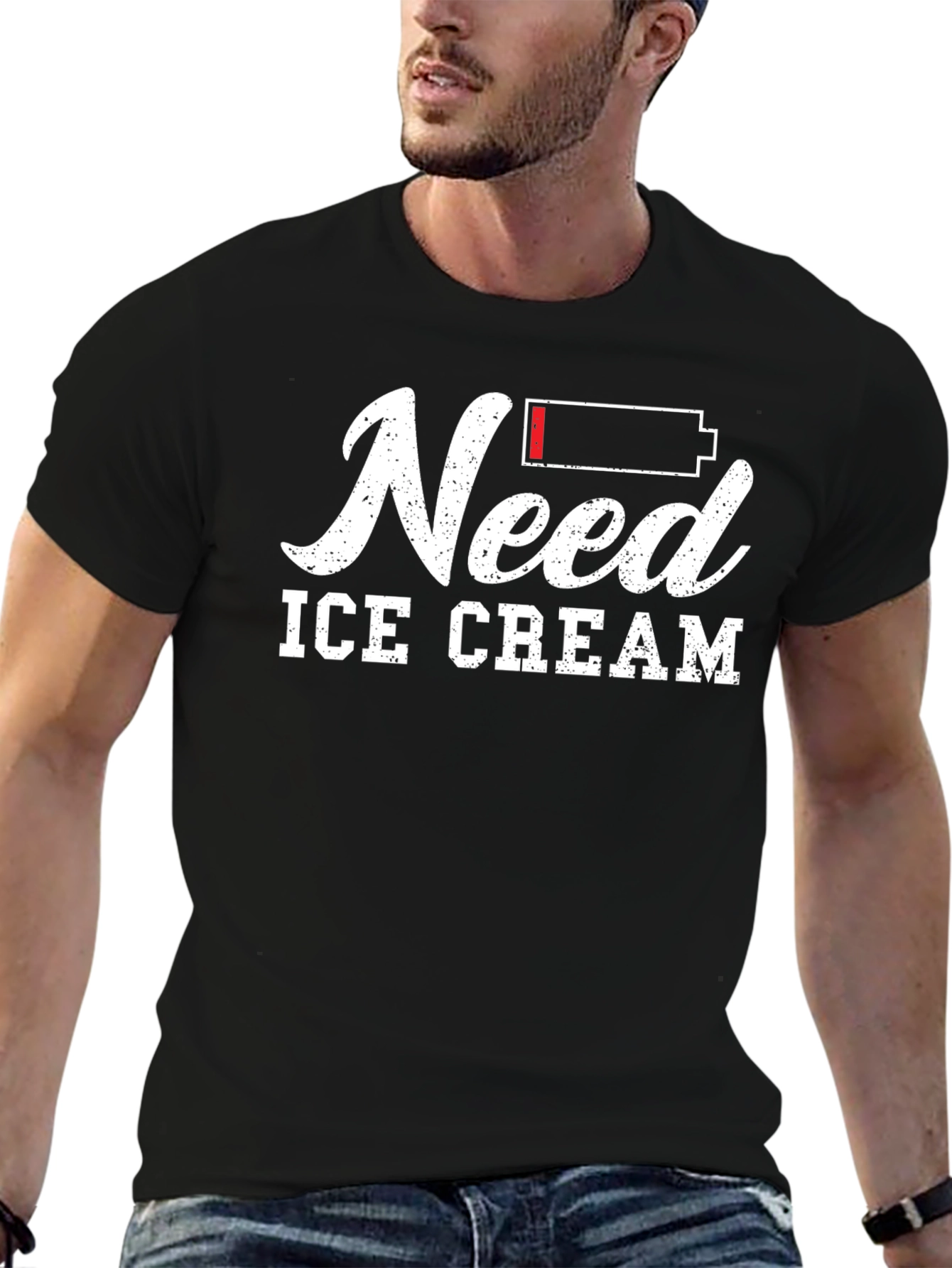Need Ice Cream Graphic T-Shirt - Black Cotton Tee