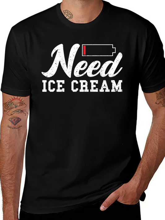 Need Ice Cream Graphic T-Shirt - Black Cotton Tee
