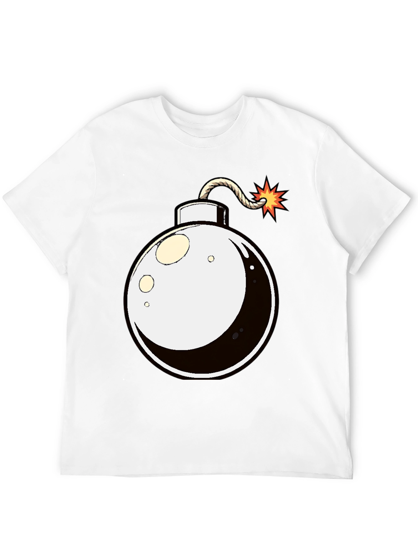 Cartoon Bomb Graphic Tee - Black Cotton T-Shirt