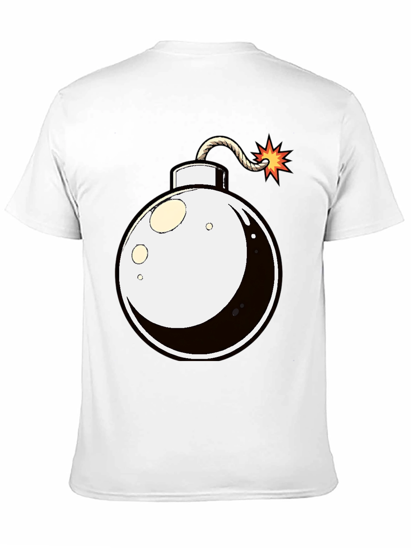 Cartoon Bomb Graphic Tee - Black Cotton T-Shirt