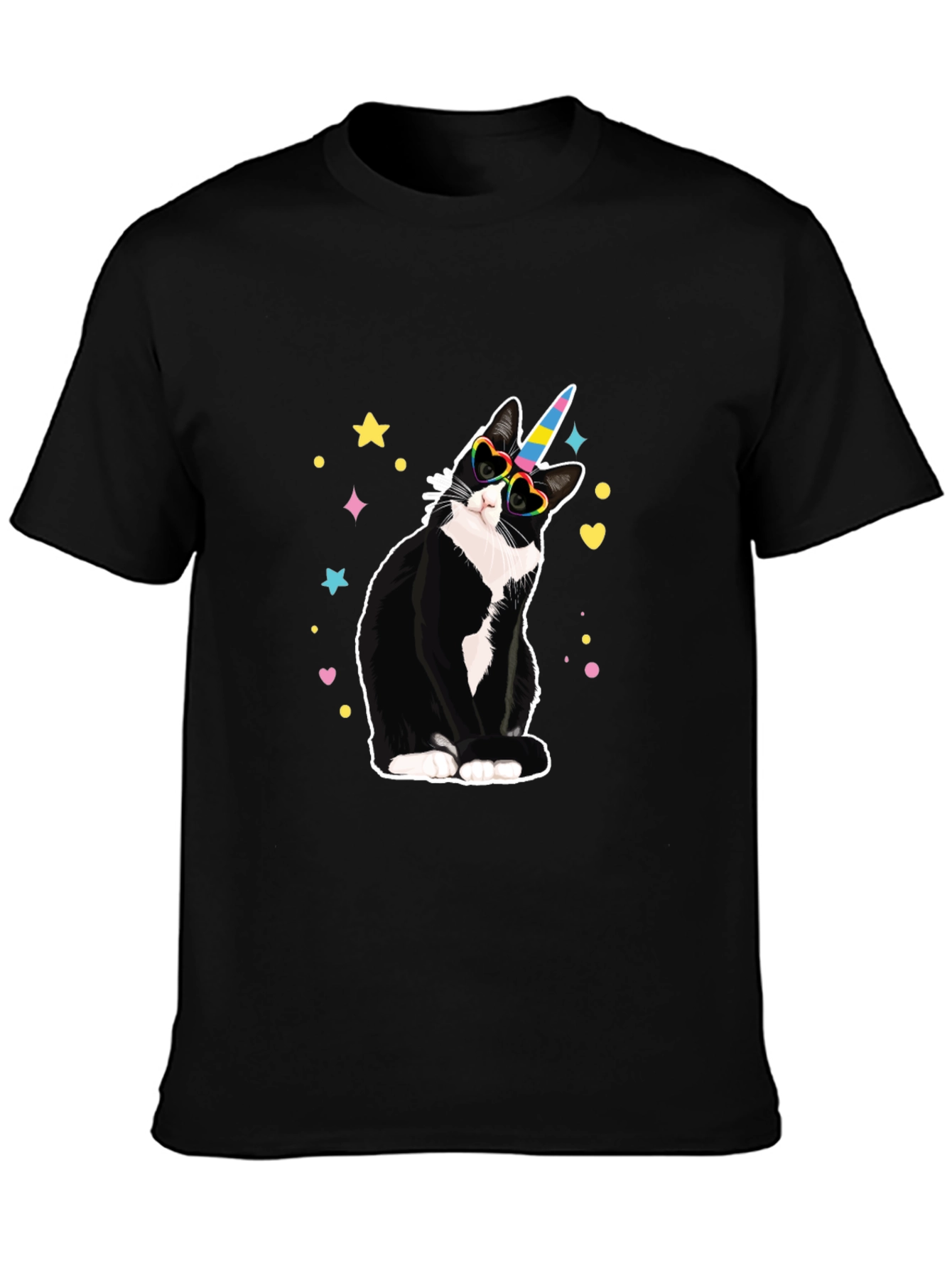 Unicorn Cat T-Shirt - Black