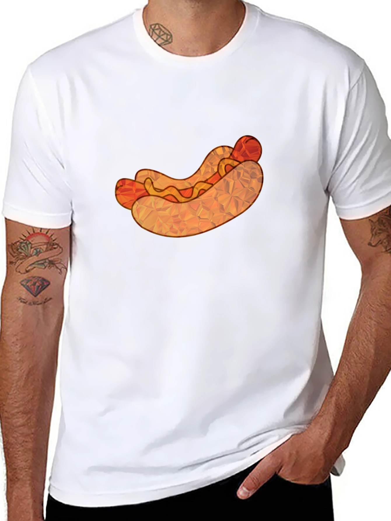 Hot Dog Graphic Tee - Unique Polygon Design