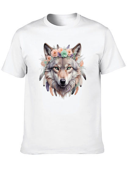 Wolf Flower Crown Graphic Tee - Unique Design