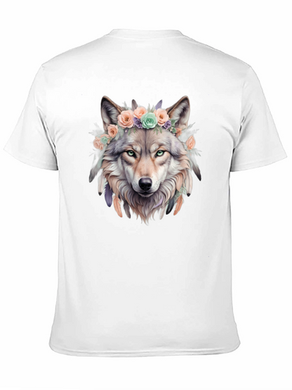 Wolf Flower Crown Graphic Tee - Unique Design