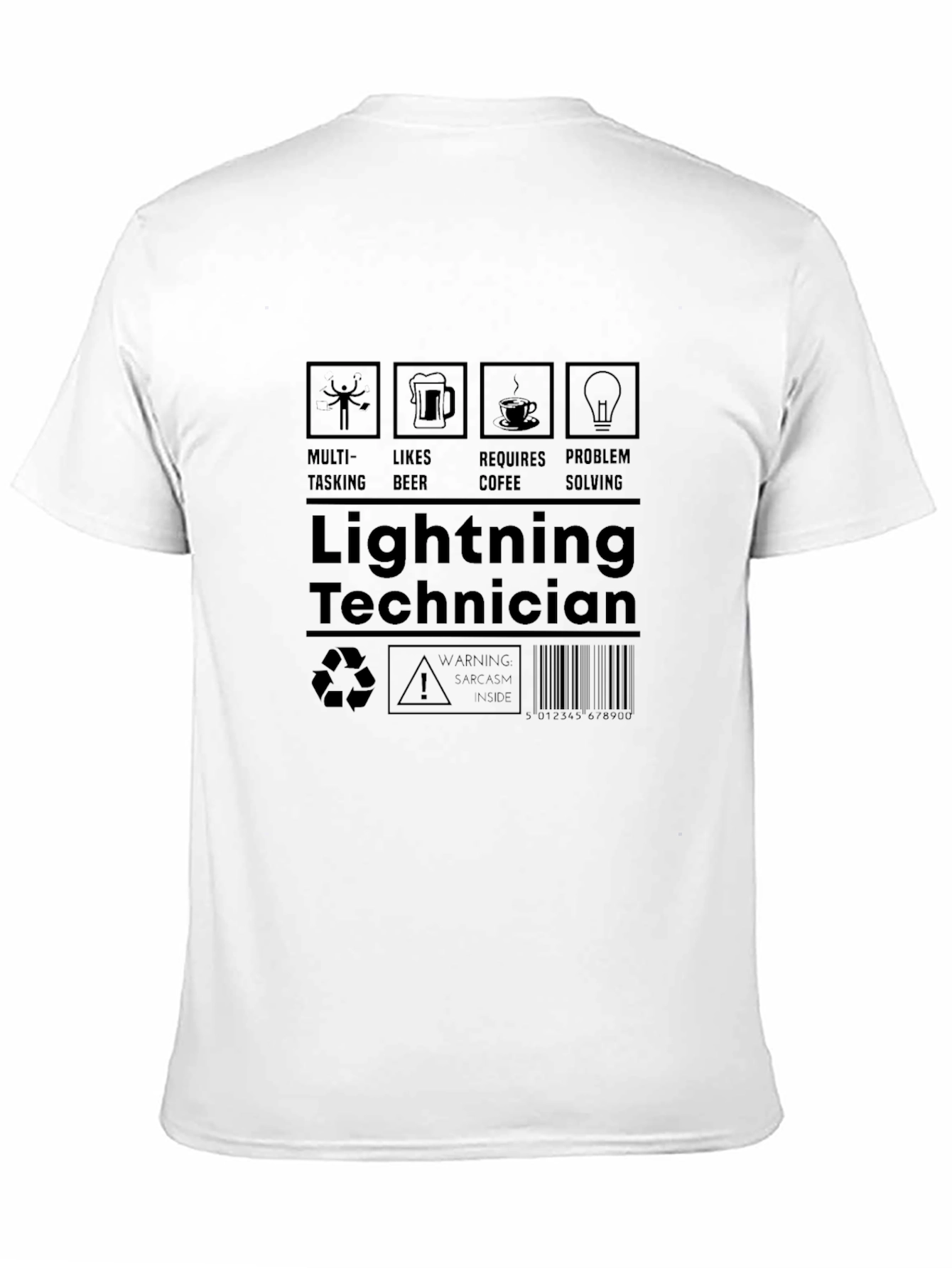 Lightning Technician T-Shirt - Multi-Tasking Coffee Beer Lover