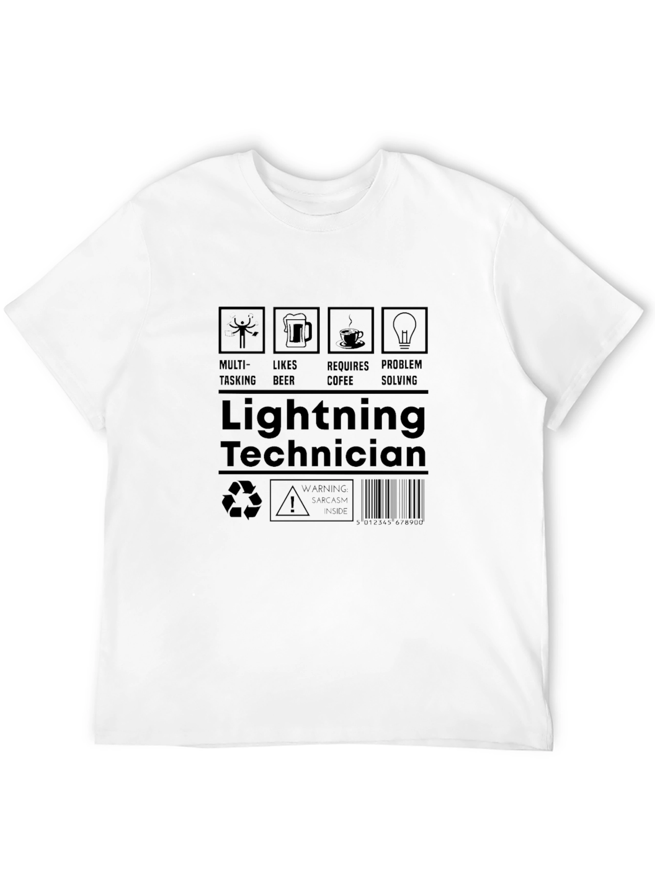 Lightning Technician T-Shirt - Multi-Tasking Coffee Beer Lover