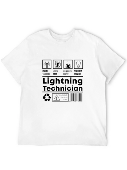 Lightning Technician T-Shirt - Multi-Tasking Coffee Beer Lover