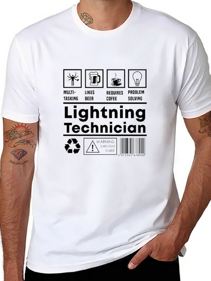Lightning Technician T-Shirt - Multi-Tasking Coffee Beer Lover