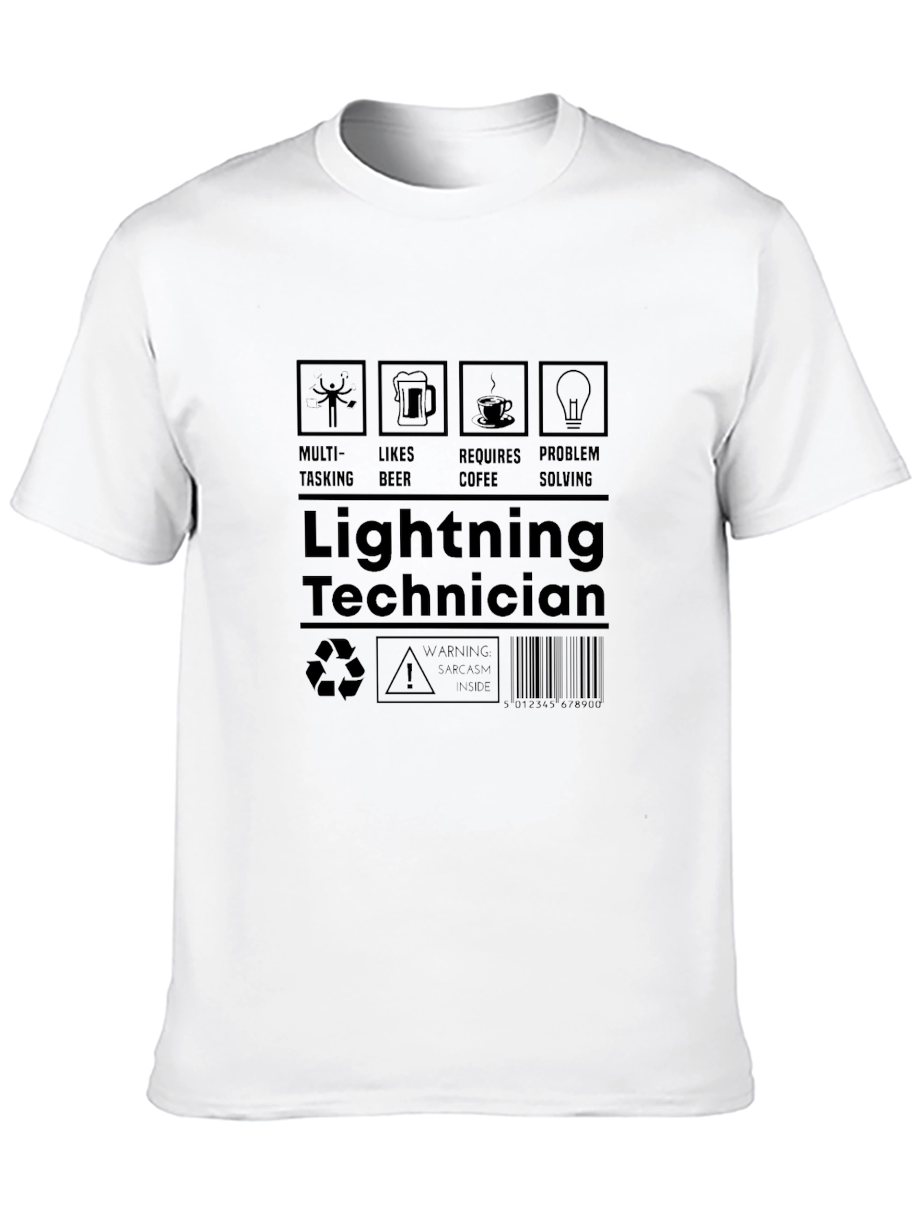 Lightning Technician T-Shirt - Multi-Tasking Coffee Beer Lover