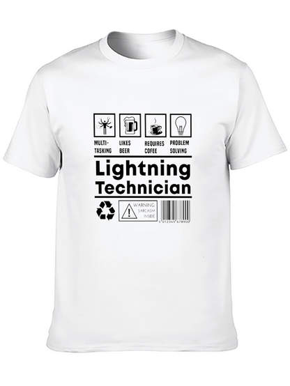 Lightning Technician T-Shirt - Multi-Tasking Coffee Beer Lover