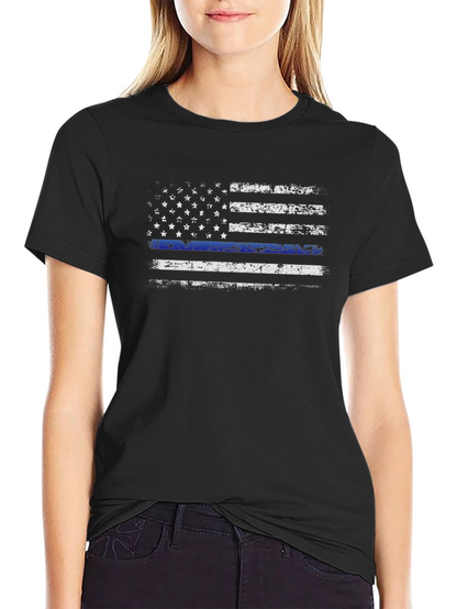 Thin Blue Line American Flag Graphic Tee