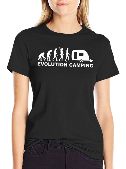 Evolution Camping Graphic T-Shirt - Black Cotton Tee