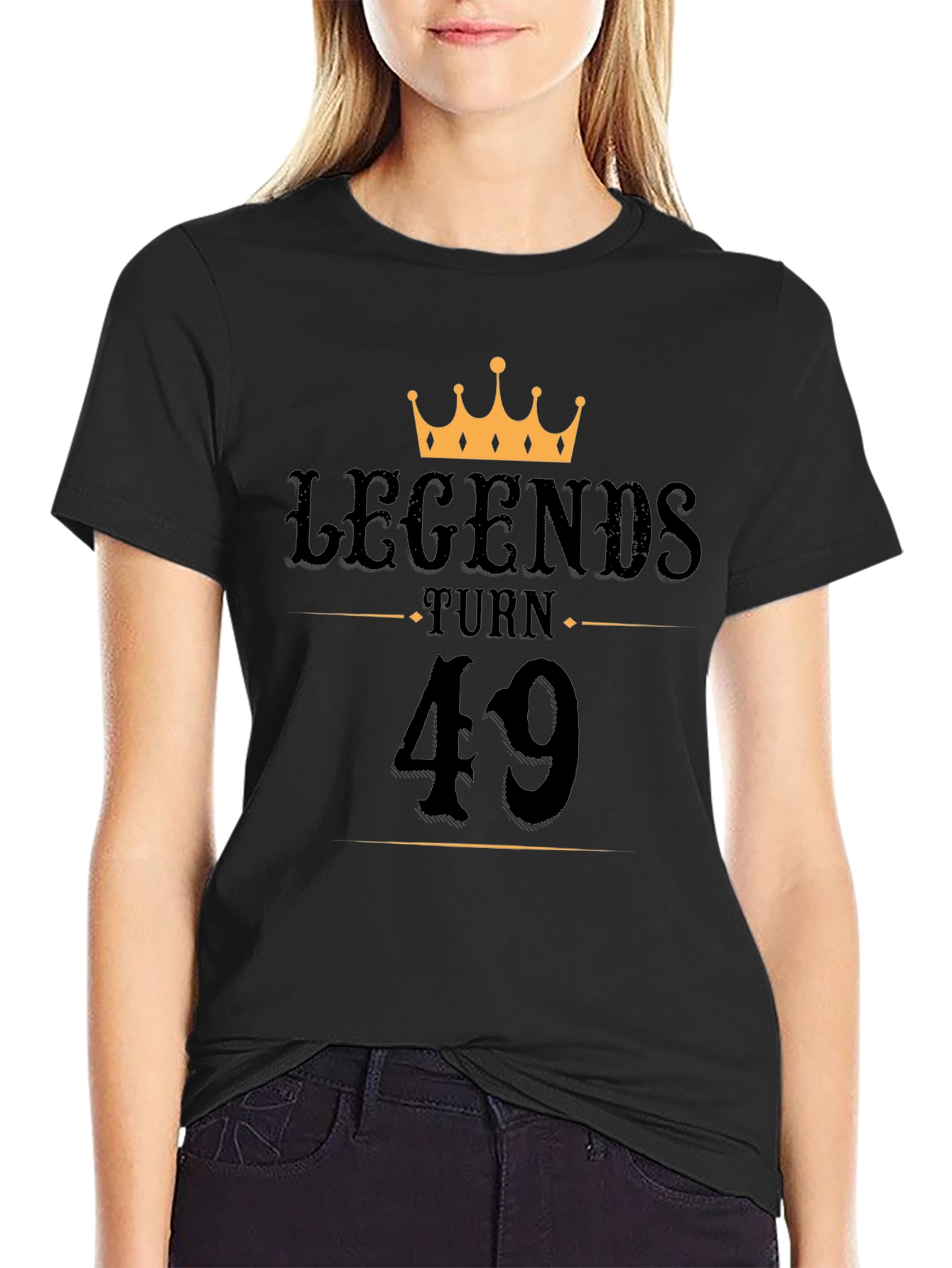 Legends Turn 49 Black Graphic T-Shirt