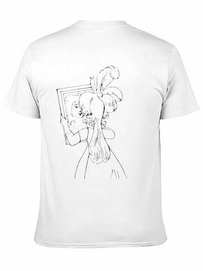 Artistic Black T-Shirt with Woman in Mirror Design