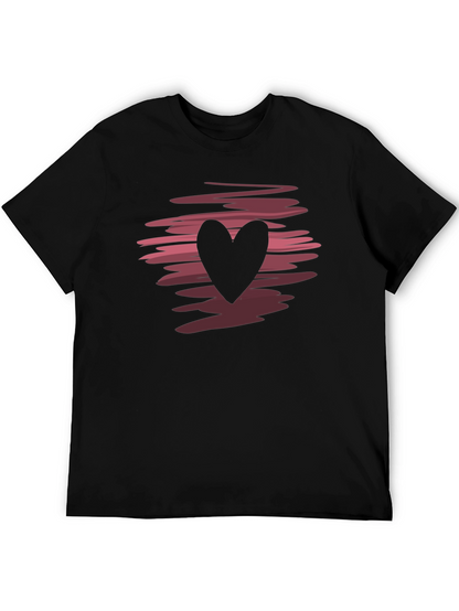 Heart Graphic Black Crew Neck T-Shirt
