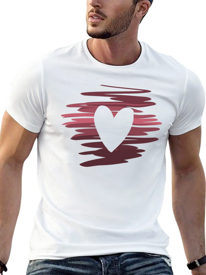 Heart Graphic Black Crew Neck T-Shirt