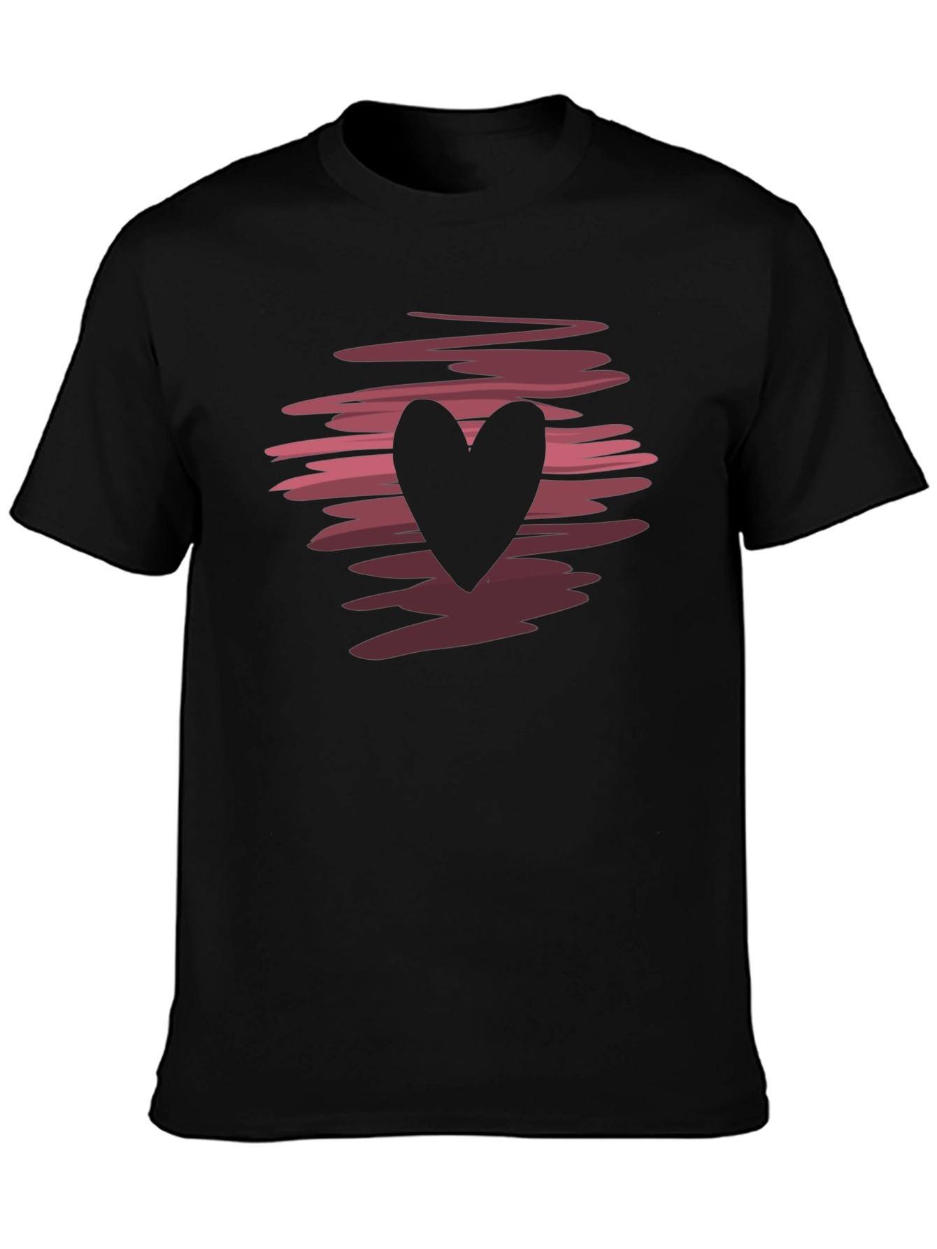 Heart Graphic Black Crew Neck T-Shirt
