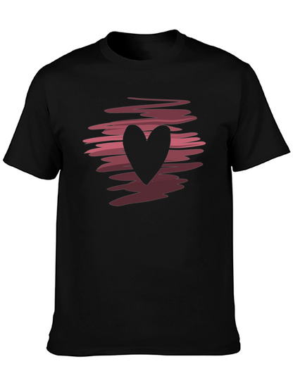 Heart Graphic Black Crew Neck T-Shirt