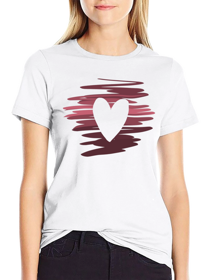 Heart Graphic Black Crew Neck T-Shirt