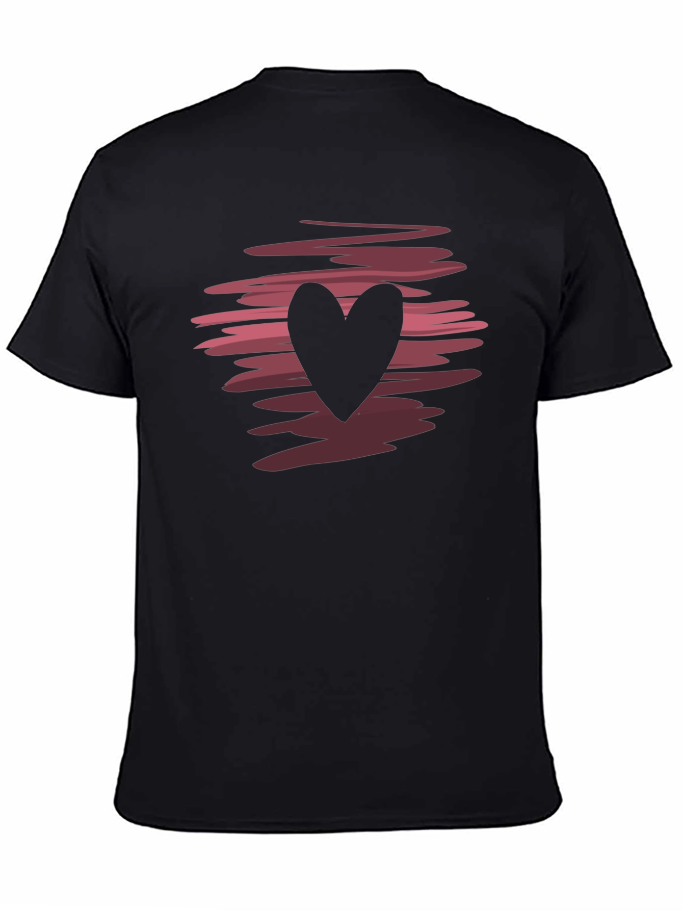 Heart Graphic Black Crew Neck T-Shirt