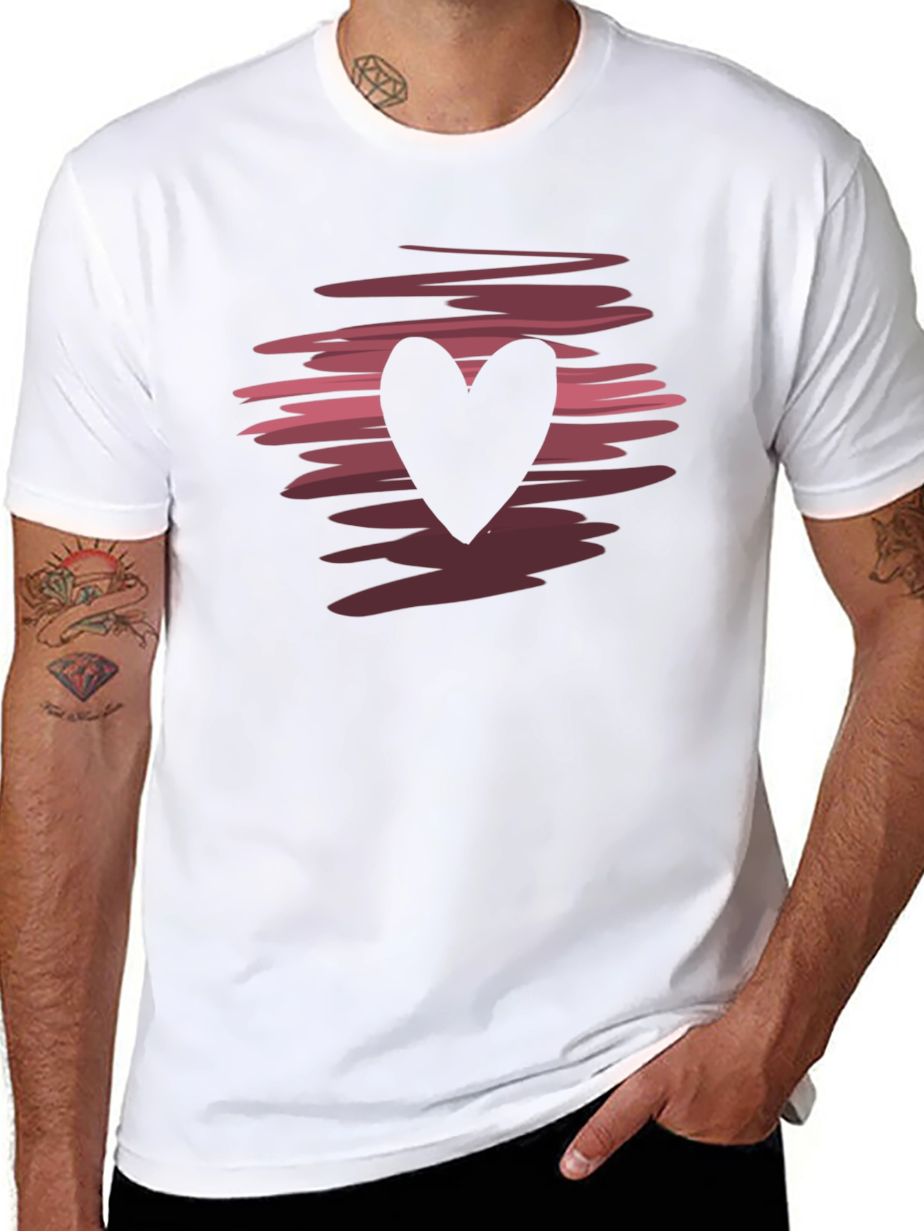 Heart Graphic Black Crew Neck T-Shirt