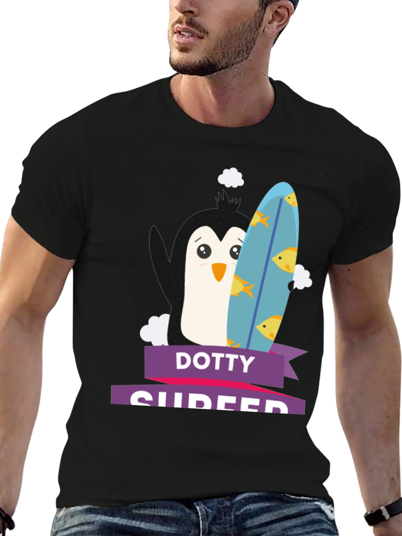 Dotty Surfer Graphic Tee -  Fun Summer T-Shirt