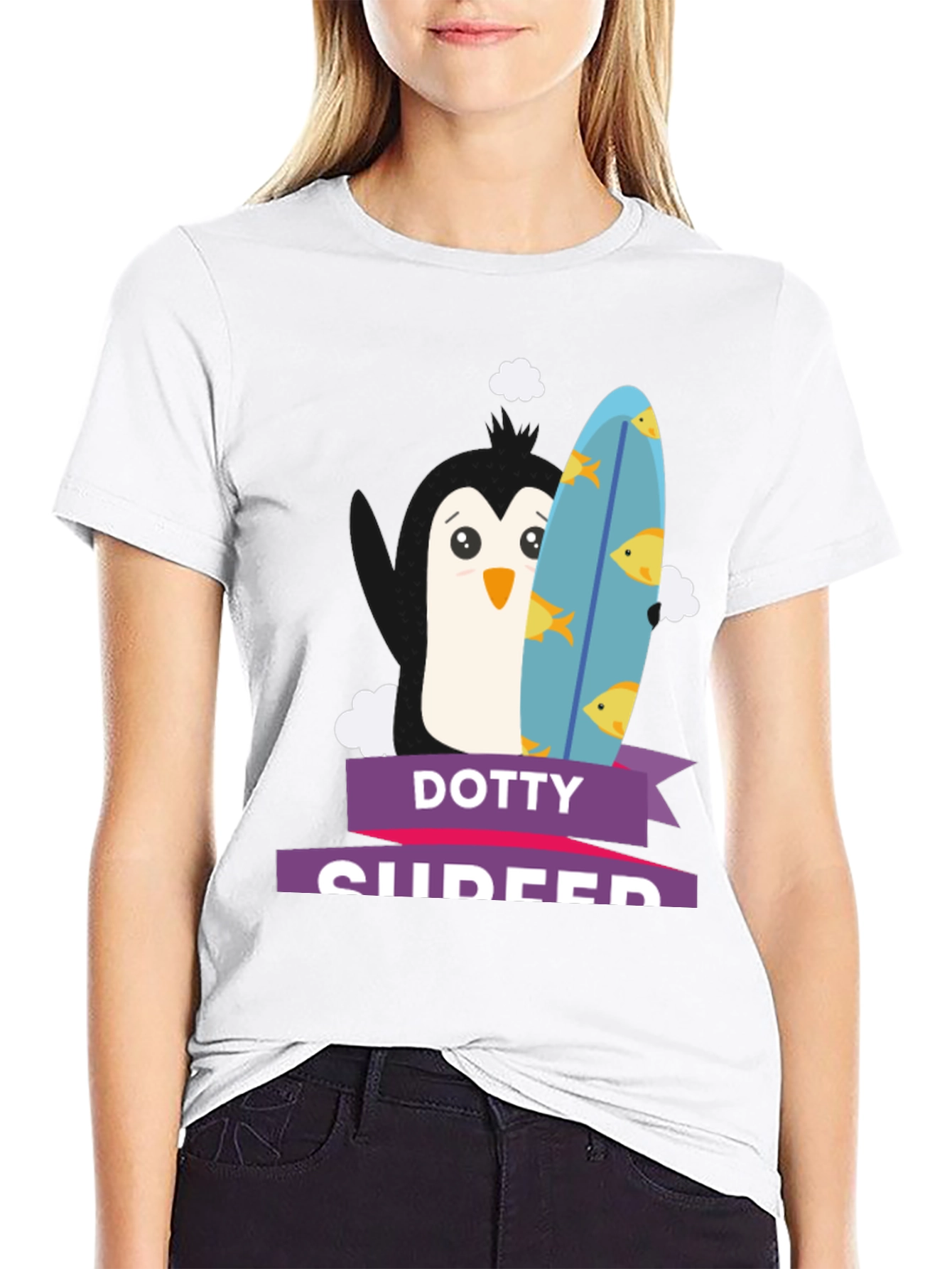 Dotty Surfer Graphic Tee -  Fun Summer T-Shirt