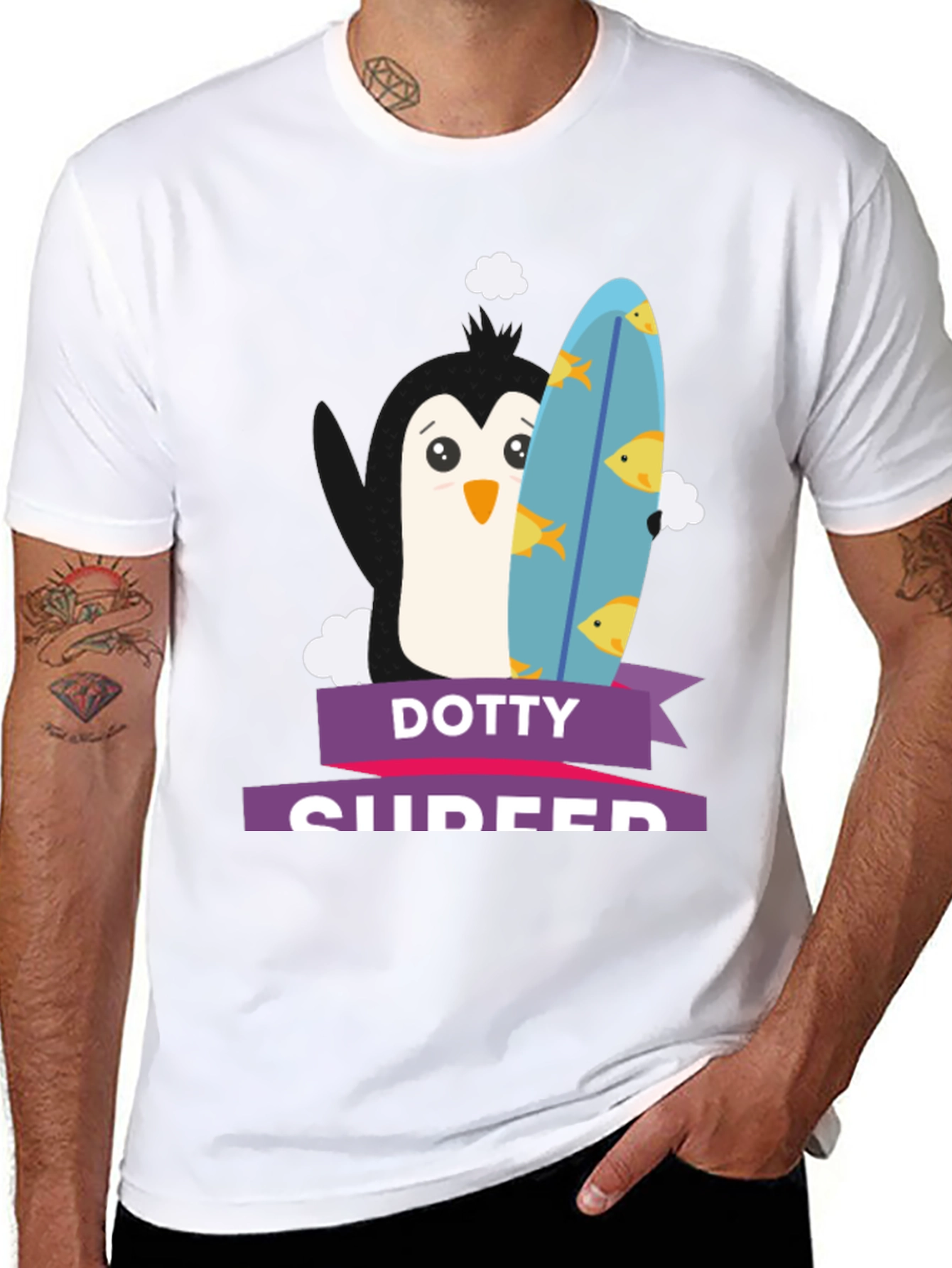 Dotty Surfer Graphic Tee -  Fun Summer T-Shirt