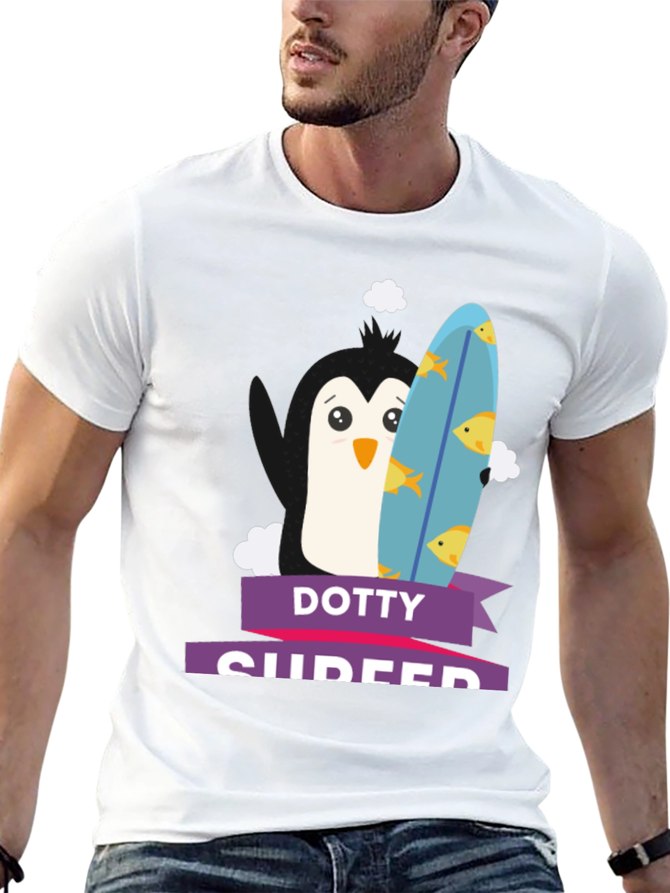 Dotty Surfer Graphic Tee -  Fun Summer T-Shirt