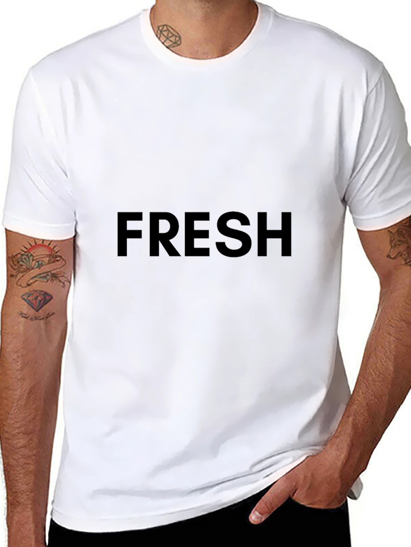 Mens Black FRESH Graphic Tee - Casual Comfort