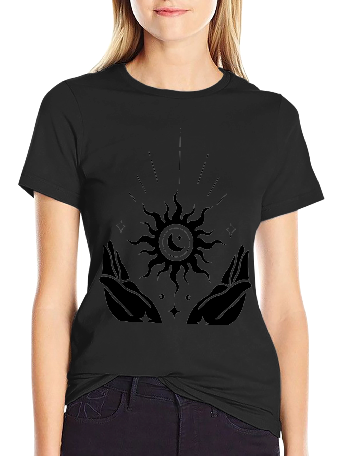 Celestial Hands Graphic Tee - Black Unisex T-Shirt