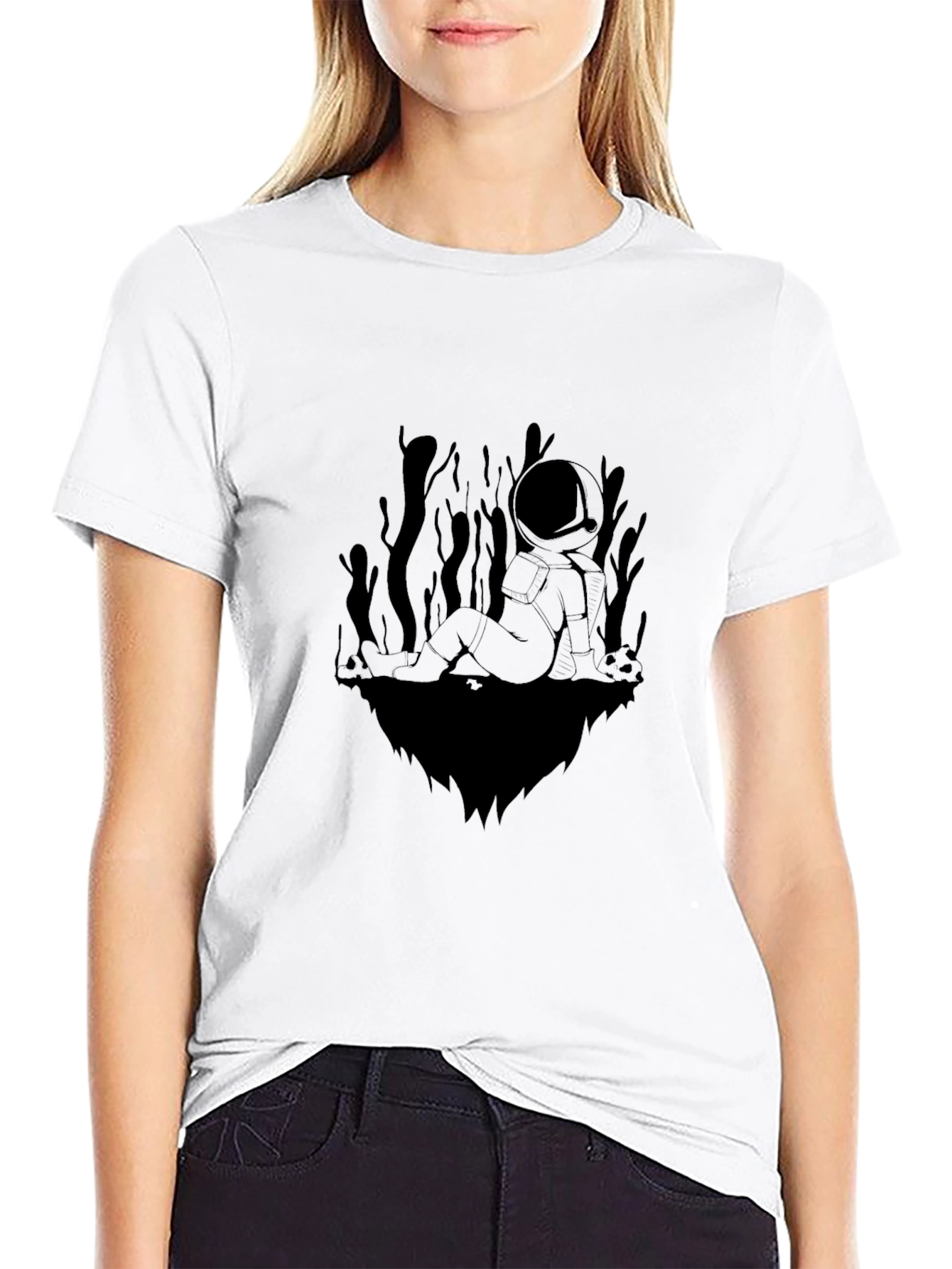 Astronaut Graphic Tee - Black Casual T-Shirt