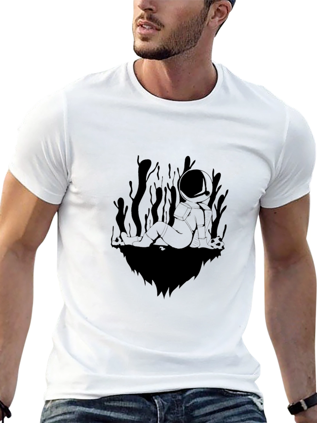 Astronaut Graphic Tee - Black Casual T-Shirt