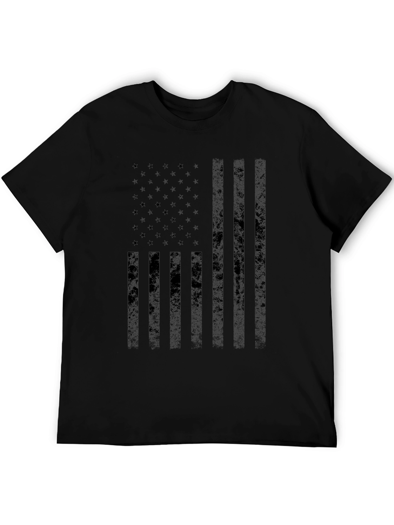 Black Distressed American Flag T-Shirt