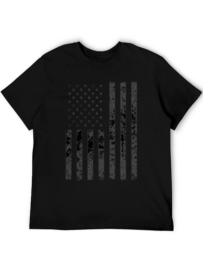 Black Distressed American Flag T-Shirt