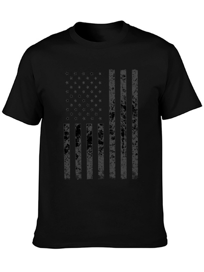Black Distressed American Flag T-Shirt